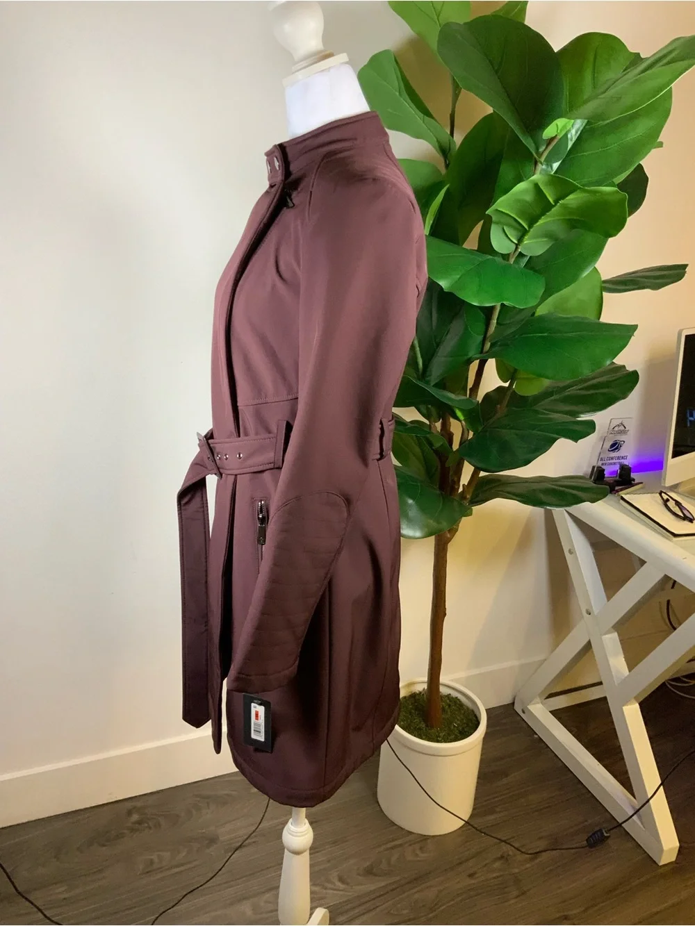 Kenneth Cole Mauve Belted Trench Coat